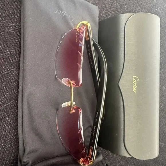 Cartier Buffalo Horn Frames w/ Custom Diamond-Cut Lenses + Originals – Authentic
